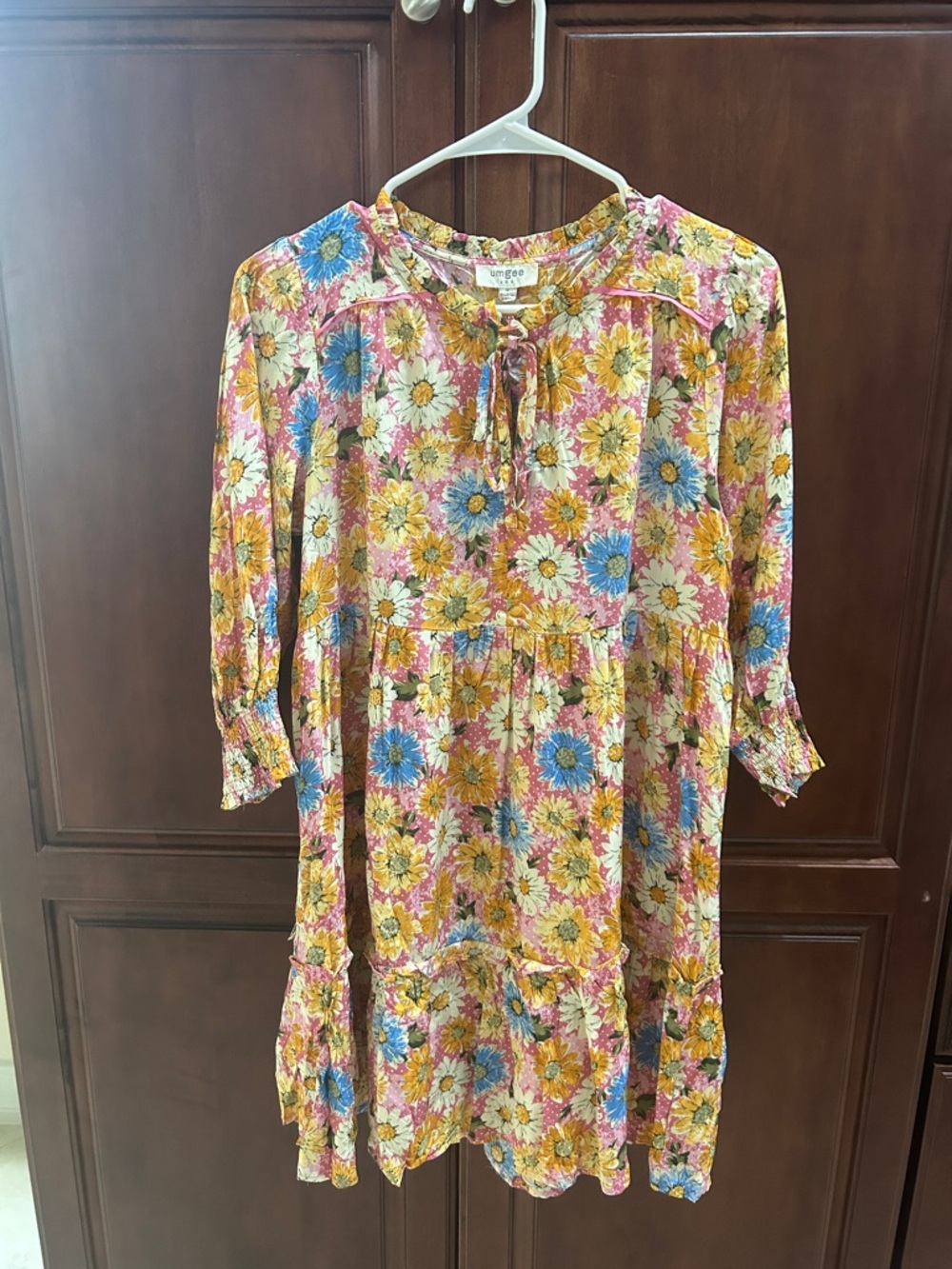 Umgee 100% Rayon Floral Long Sleeve Dress